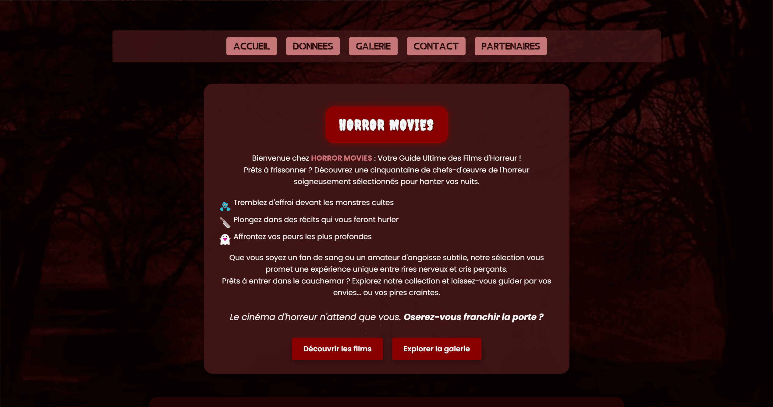 Page d'accueil Horror Movies